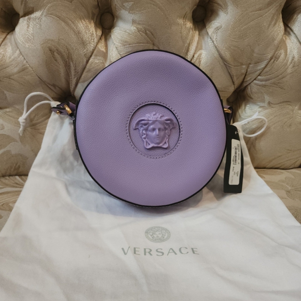 Versace Purple Medusa Round Shoulder Bag - Picture 10 of 10